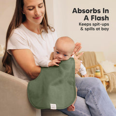 KeaBabies Hallo burp cloth 22x12 size emphasized for extra shoulder coverage.
