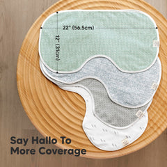 KeaBabies Hallo burp cloths three-layer absorption highlights spill protection and quick-dry comfort.
