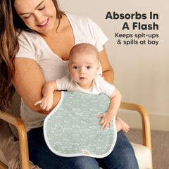 KeaBabies Hallo Burp Cloths curve design close-up shows enhanced comfort during burp moments.