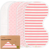 KeaBabies Hallo burp cloths pack shows three-layer absorbent design for reliable spill protection.