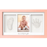 KeaBabies handprint and footprint frame in Sweet Pink, a nursery keepsake.
