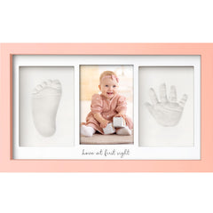KeaBabies handprint and footprint frame in Sweet Pink, a nursery keepsake.
