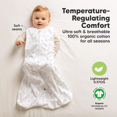 KeaBabies hip-ergonomic design sleep sack ensuring natural leg movement.