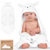 KeaBabies hooded towel front view shows 30x30 sizing for newborn to toddler use