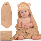 KeaBabies hooded towel front view shows plush bamboo-viscose softness for gentle newborn drying.