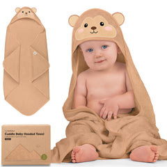 KeaBabies hooded towel front view shows plush bamboo-viscose softness for gentle newborn drying.