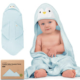 KeaBabies hooded baby towel with penguin hood offers cozy warmth for newborn bath time
