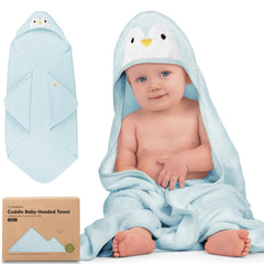 KeaBabies hooded baby towel with penguin hood offers cozy warmth for newborn bath time