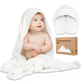 KeaBabies hooded towel 35x35 flatlay shows soft bamboo fabric for newborns.