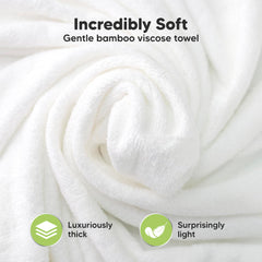 KeaBabies bamboo viscose towel demonstrates 3x absorbency for quick baby drying