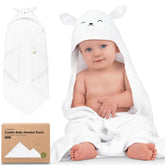 KeaBabies hooded towel lamb design close-up showing plush softness for newborn bath time.
