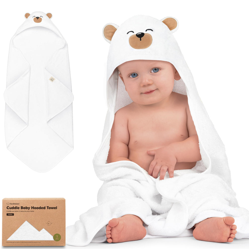 KeaBabies hooded towel newborn grizzly close-up shows ultra-soft bamboo fabric.