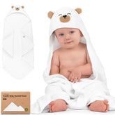 KeaBabies hooded towel newborn grizzly close-up shows ultra-soft bamboo fabric.