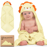KeaBabies hooded towel newborn lion fold keeps baby warm while drying quickly.