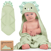 KeaBabies hooded towel Newborn Triceratops design provides cozy post-bath warmth.