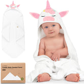 KeaBabies hooded towel newborn unicorn closeup emphasizes soft, cozy post-bath comfort.