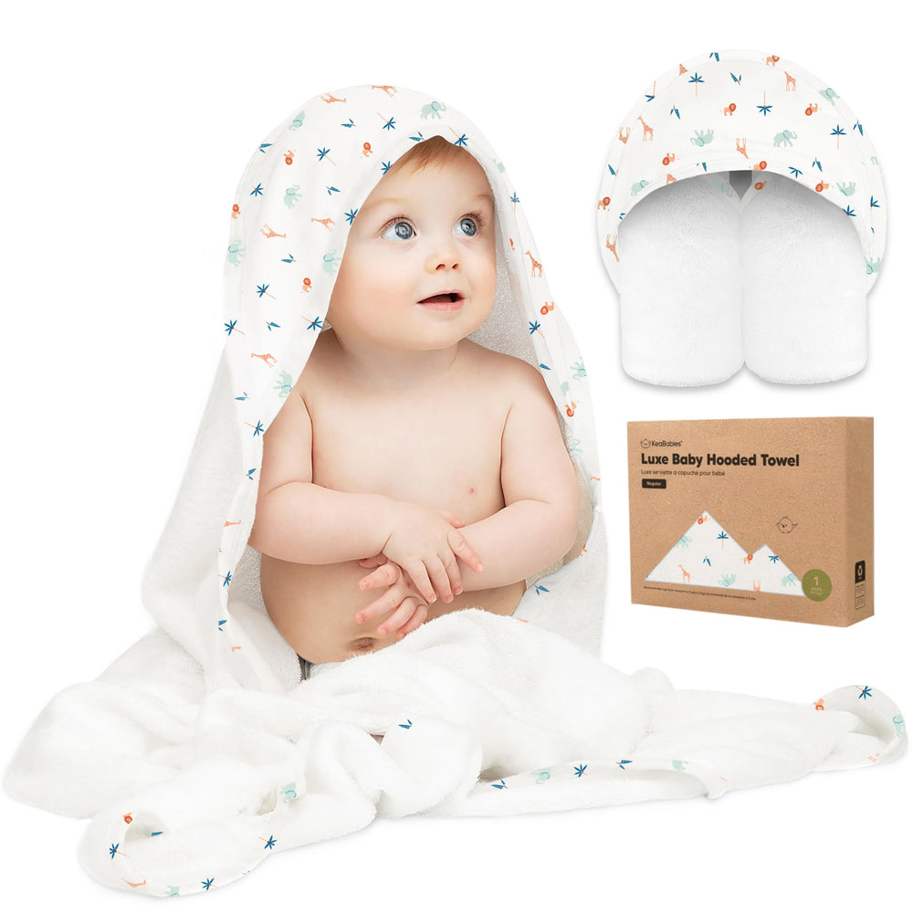 KeaBabies hooded towel newborn-wildscape: cozy post-bath warmth.