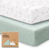 KeaBabies Isla 2-pack crib sheets with bunny pattern for soft nursery bedding.