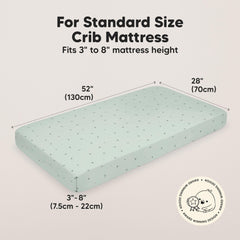 KeaBabies Isla 52x28 crib sheet fits 3-8 inch mattresses securely.