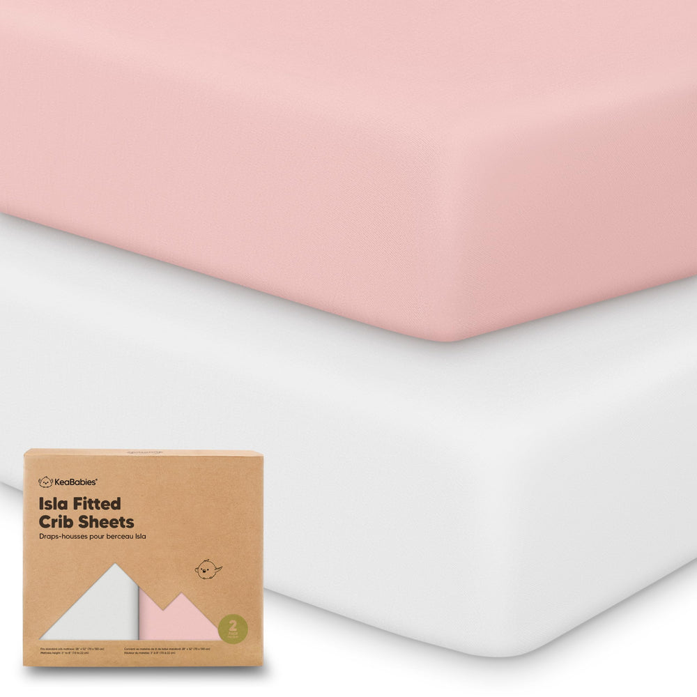 KeaBabies Isla Rose crib sheet folded showing tidy storage and quick bedtime setup