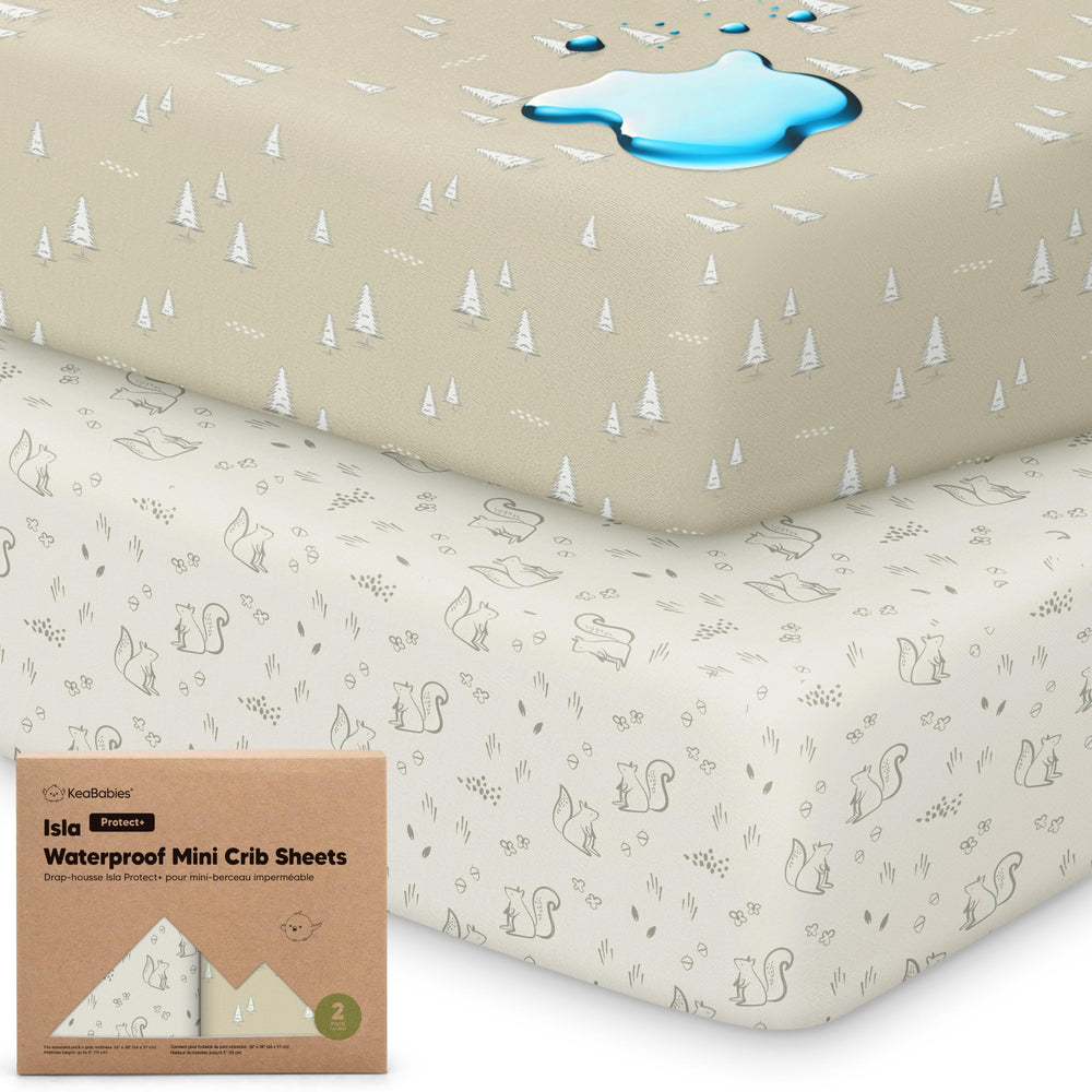 KeaBabies Isla Protect+ mini crib sheet in soft bamboo for baby comfort