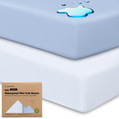 KeaBabies Isla Protect+ mini crib sheet waterproof layer for leak protection during naps