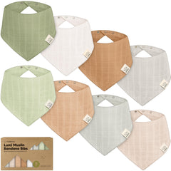 KeaBabies Lumi Muslin Bibs Pine pack shot: keeps outfits clean during drool-heavy days