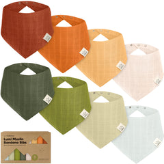 KeaBabies Lumi Muslin Bibs Sahara front view, showcasing unisex design and high absorbency.