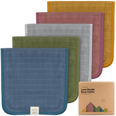 KeaBabies Lumi Muslin Burp Cloths 20x10 close-up shows ultra-absorbent fabric for mess-prone burping.