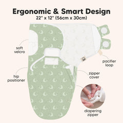 KeaBabies Lunaris swaddle breathable fabric highlights temperature regulation for year-round comfort.