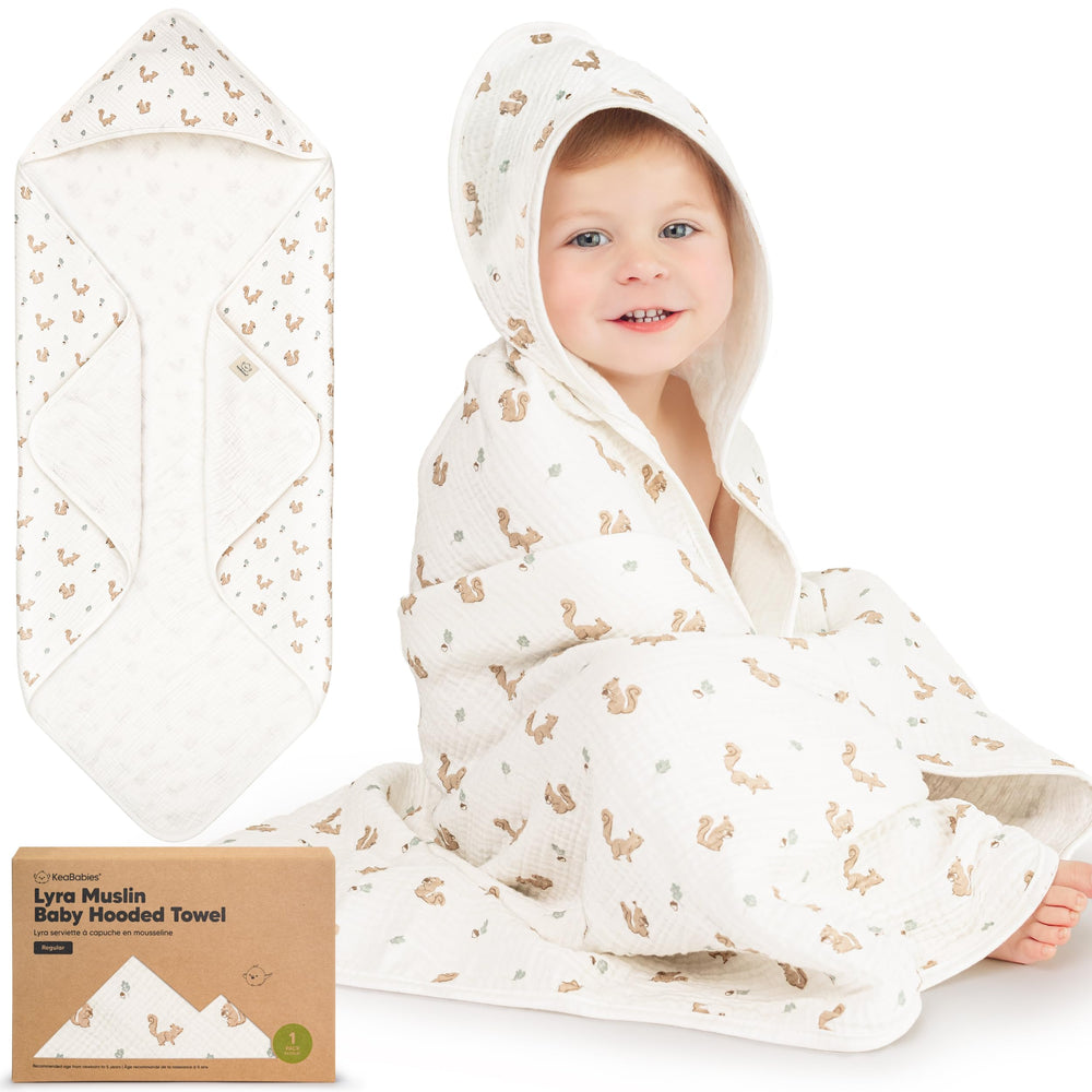 KeaBabies Lyra hooded towel—softness for newborn bath time.