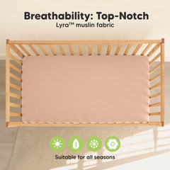 KeaBabies Lyra neutral russet color crib sheets in a modern nursery