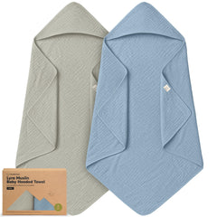KeaBabies Lyra 35x35 steel hooded towel close-up, gentle drying for newborns.