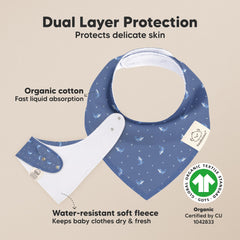 KeaBabies Marine Muse bib closeup shows ultra-soft organic cotton and dual-layer absorbency.