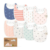 KeaBabies Marine Muse bibs laid flat showing eight bibs for easy selection and styling