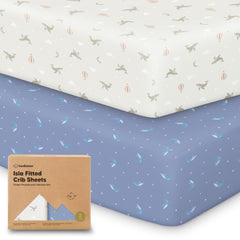 KeaBabies Marine Muse crib sheet folded shows soft bamboo fabric for gentle sleep