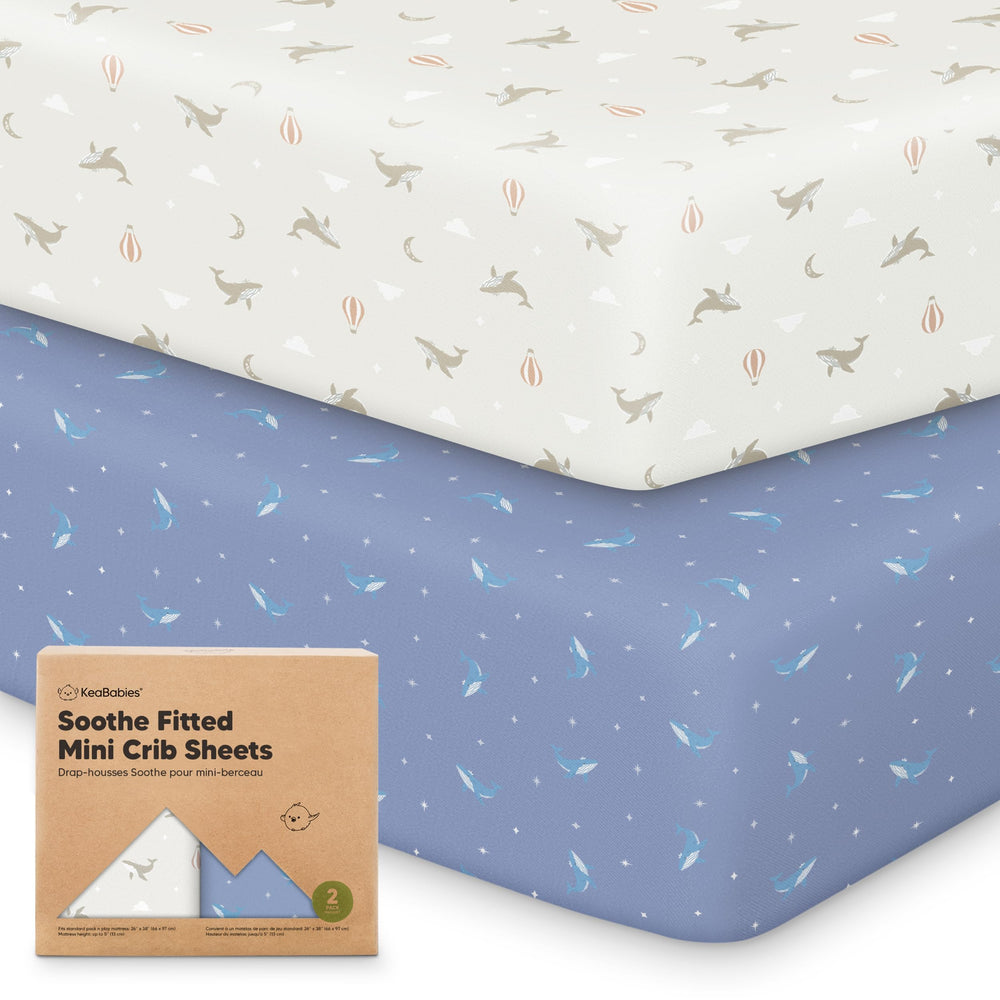 KeaBabies Marine Muse mini crib sheets fit 38x26 pack n play for peaceful sleep.