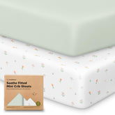 KeaBabies Wildflowers mini crib sheets two-pack on pack-n-play mattress for restful naps