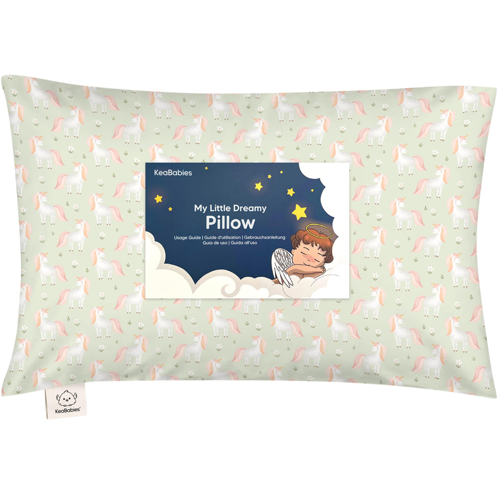 KeaBabies My Little Dreamy pillow close-up shows soft organic cotton cover for travel comfort