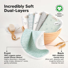 KeaBabies Nordic washcloths plush-terry closeup demonstrates plush texture for soothing cleanses