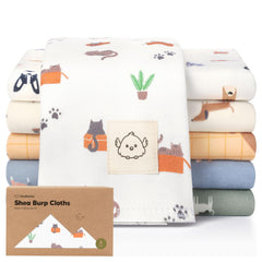 KeaBabies Organic Burp Cloths 20x12 on-shoulder for mess-free burping.