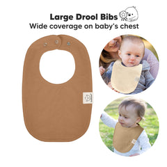 KeaBabies organic cotton bibs closeup shows absorbent fleece backing for all-day drool control