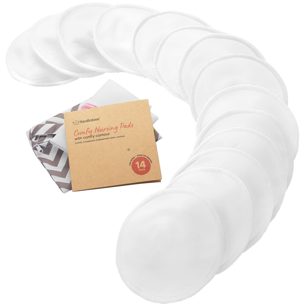 KeaBabies Organic Nursing Pads pack front view for everyday protection and soft bamboo comfort.