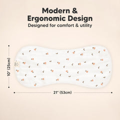 KeaBabies Petals burp cloth with shoulder coverage demonstrates secure fit during burping.