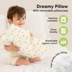 KeaBabies Pillow Washable Machine-Dry for easy cleaning after travel or spills.