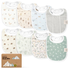 KeaBabies Prairie 8-pack bibs in gift box, ideal for gifting.