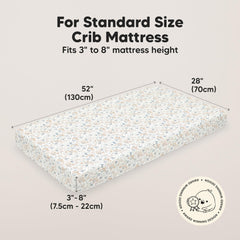 KeaBabies Prairie crib sheet on mattress demonstrates neutral style suitable for boys or girls.