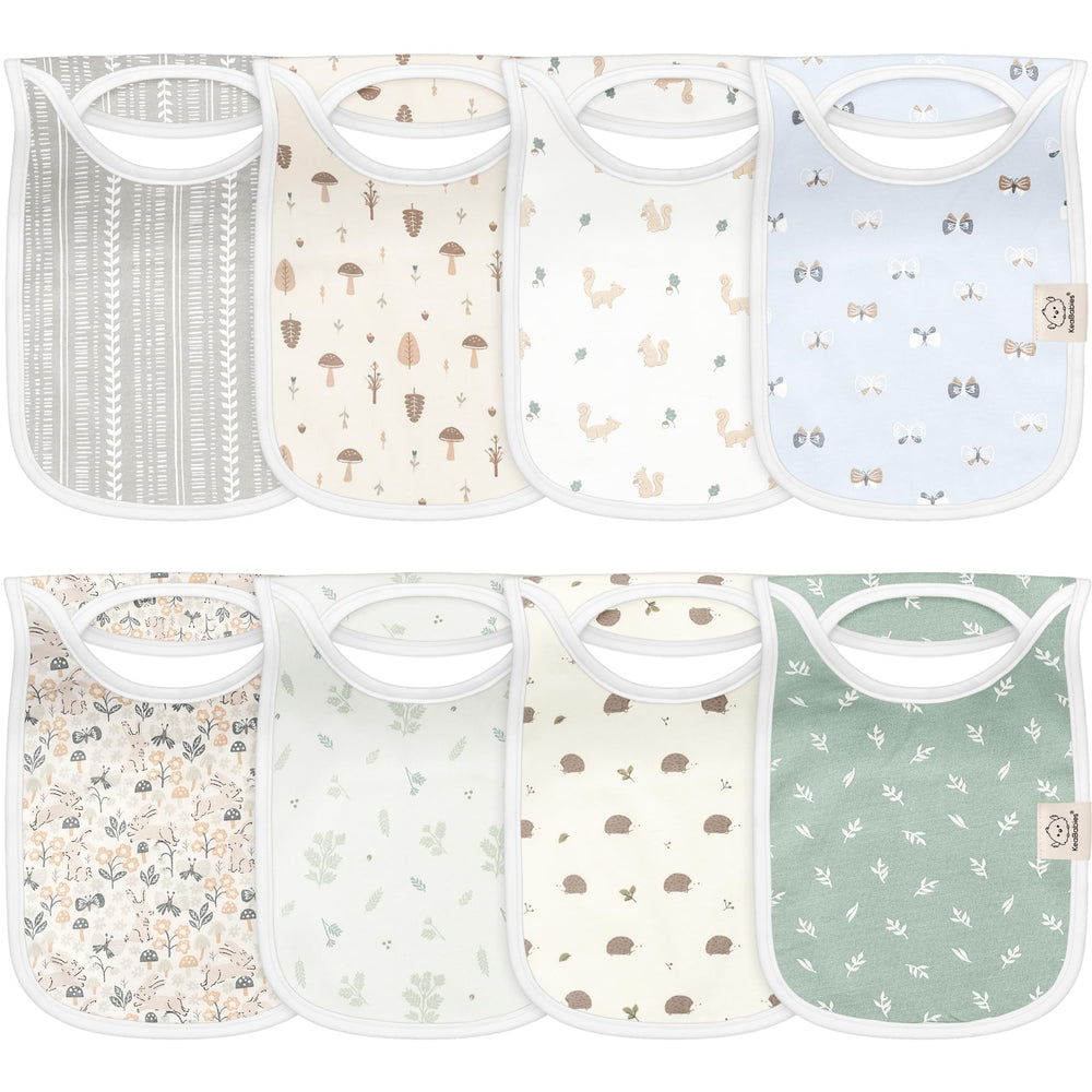 KeaBabies Prairie pullover bib close-up shows absorbent fabric keeping outfits clean.
