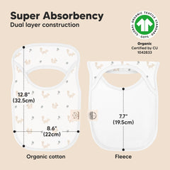 KeaBabies Prairie bib on toddler highlights large torso coverage for mess protection.