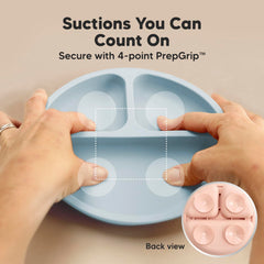 KeaBabies prepgrip suction tab plate demonstrates strong grip on flat surfaces.